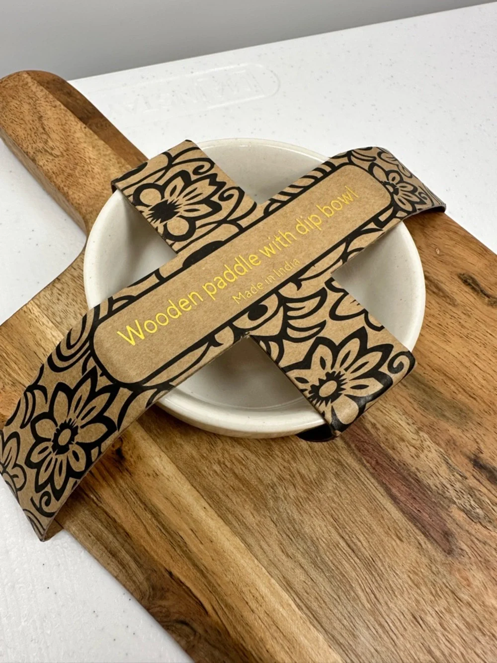 Wood Serving/Cutting Board With Ceramic Dip Bowl Simple Dining Made‎ In India